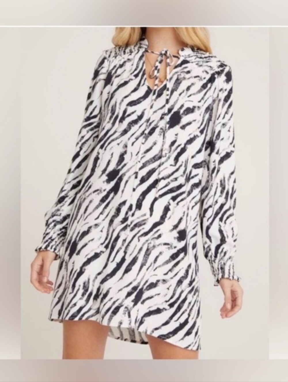 Bella Dahl Sz Small Zebra Print Dress Black And White